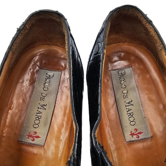 Vintage Exotic Alligator Men's 15M Black Monk Strap Dress Loafers Paolo De Marco - Picture 13 of 15